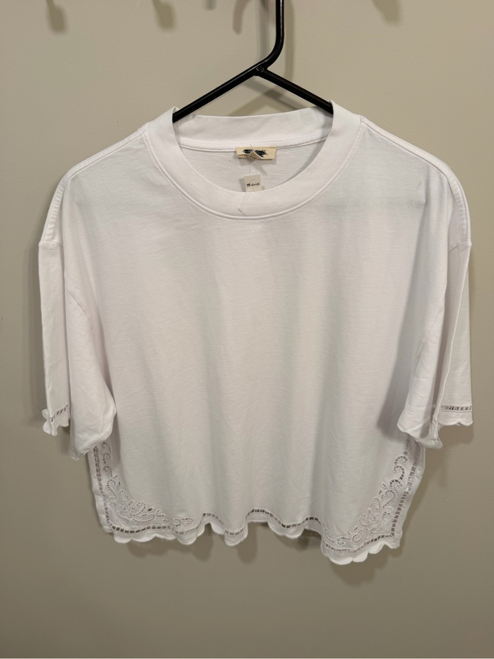 Madewell The Boxy Crop Tee Allday Jersey White Eyelet...